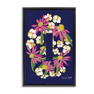 «Floral Bloom», lettre I avec toile flottante encadrée par Hannah Louise Byatt