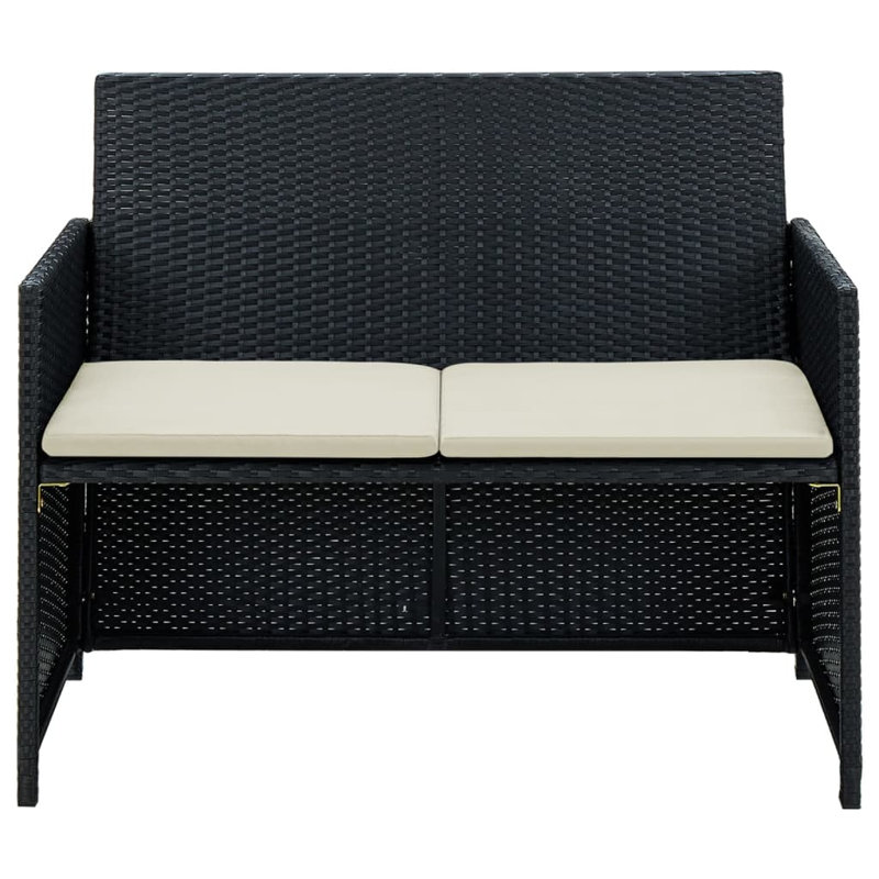 Ekundayo 39.4" Wide Rectangle Patio Sofa with Cushions, Black