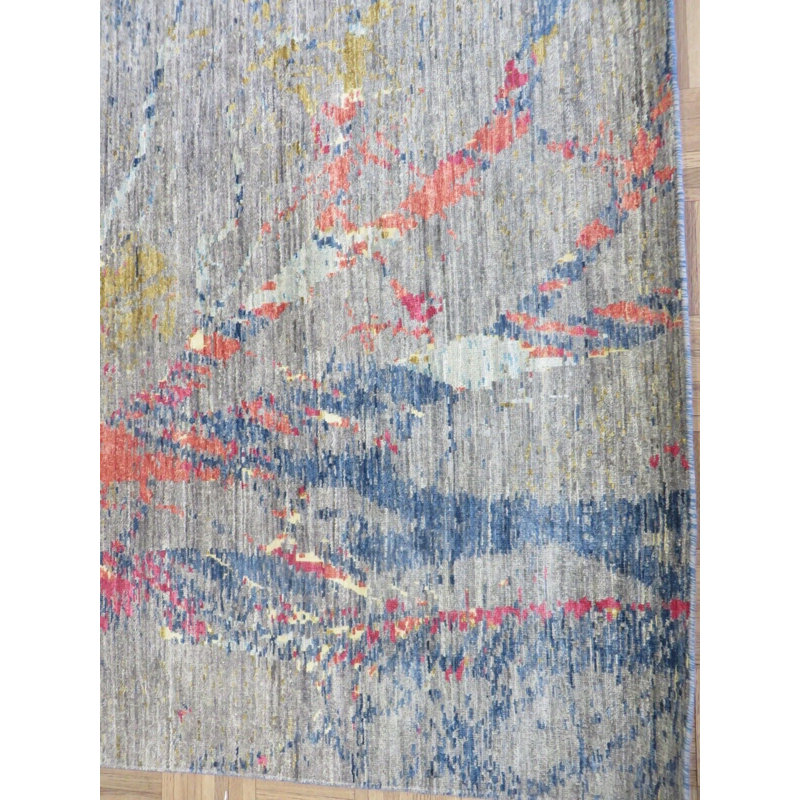 Tapis coloré abstrait noué à la main 9 pi 2 po x 12 pi 2 po D463F8BE7E154A7886F45AB70C22D6D1