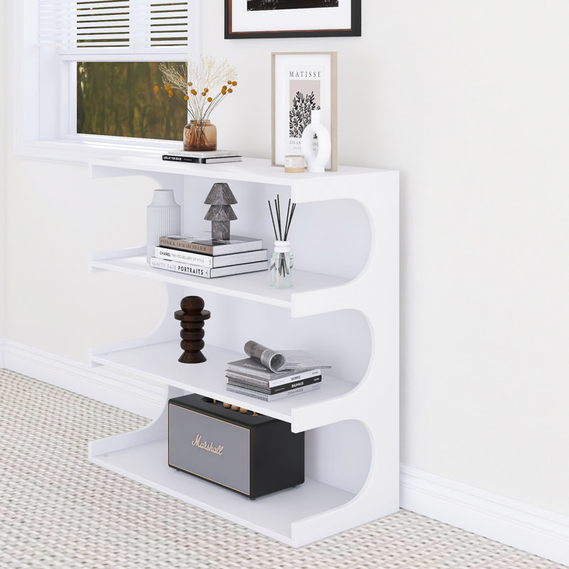 Multifunctional 4-Tier Book Shelf And Coffee Table, White