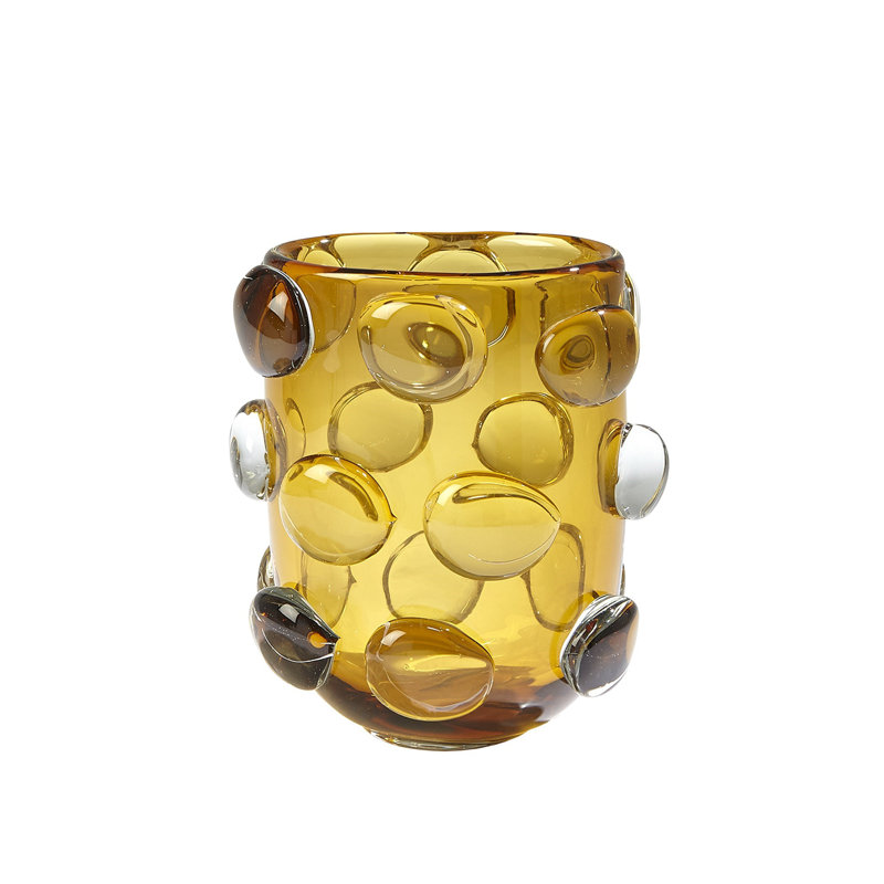 Rondelle Vase-Amber, 8" H x 6.5" W x 5.5" D