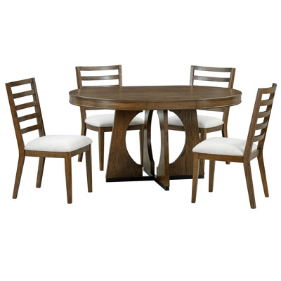 Ensemble de table de salle à manger 5 pièces, table de salle à manger extensible avec une rallonge amovible, 4 chaises de salle à manger pour la cuisine et la salle à manger