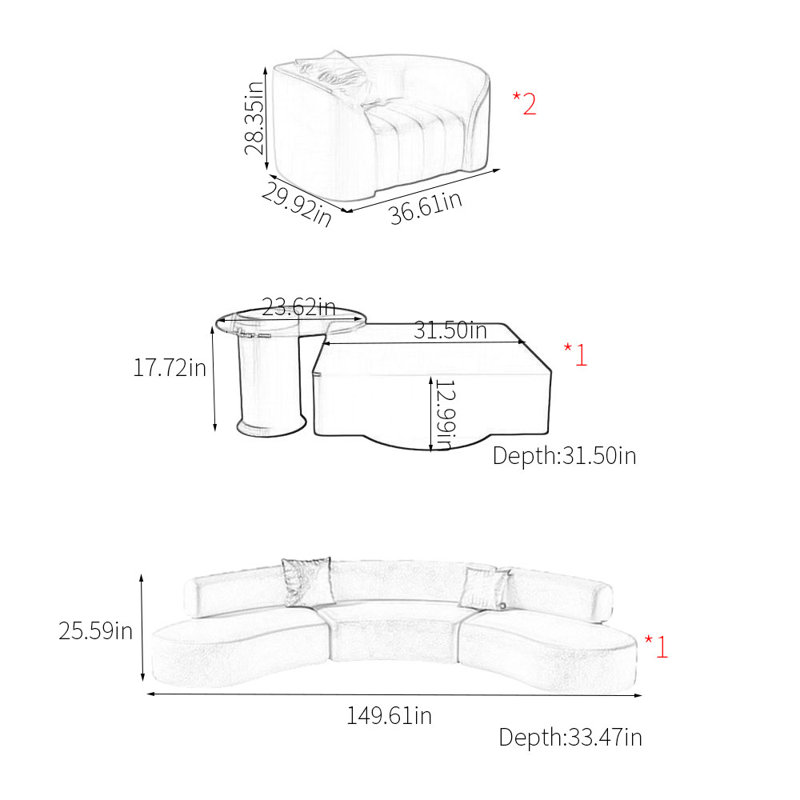 Canapé d'angle semi-circulaire
