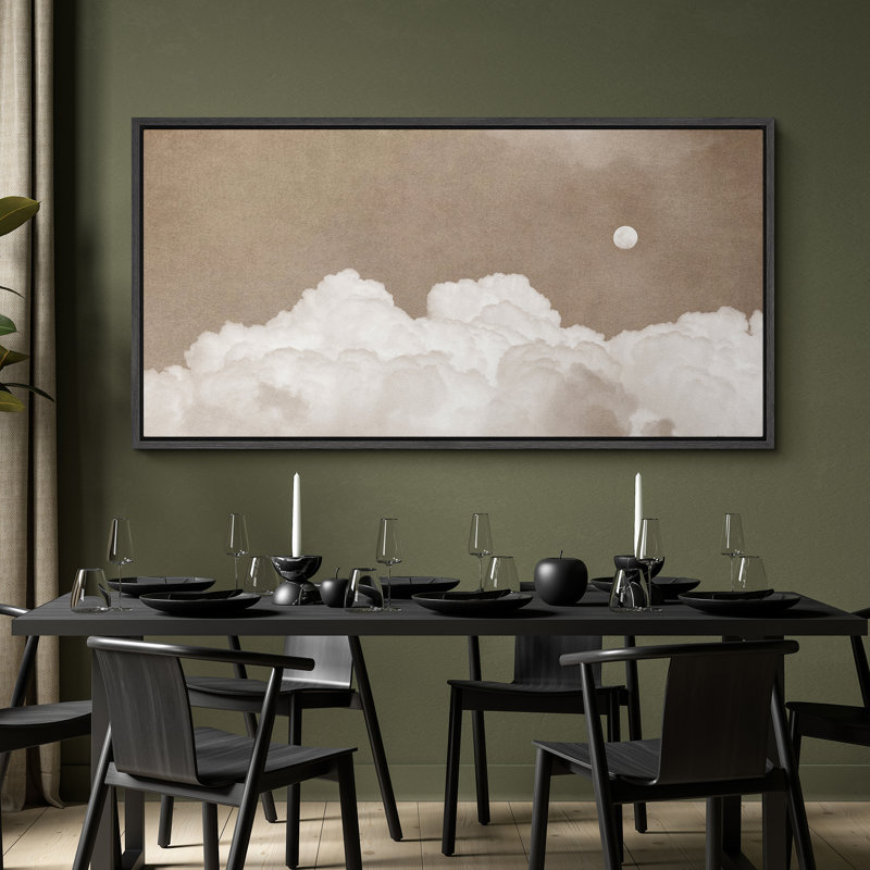 Nuage nuageux, scène de ciel serein, art moderne, H 30 po x l 60 po, Noir, noir, noir, noir