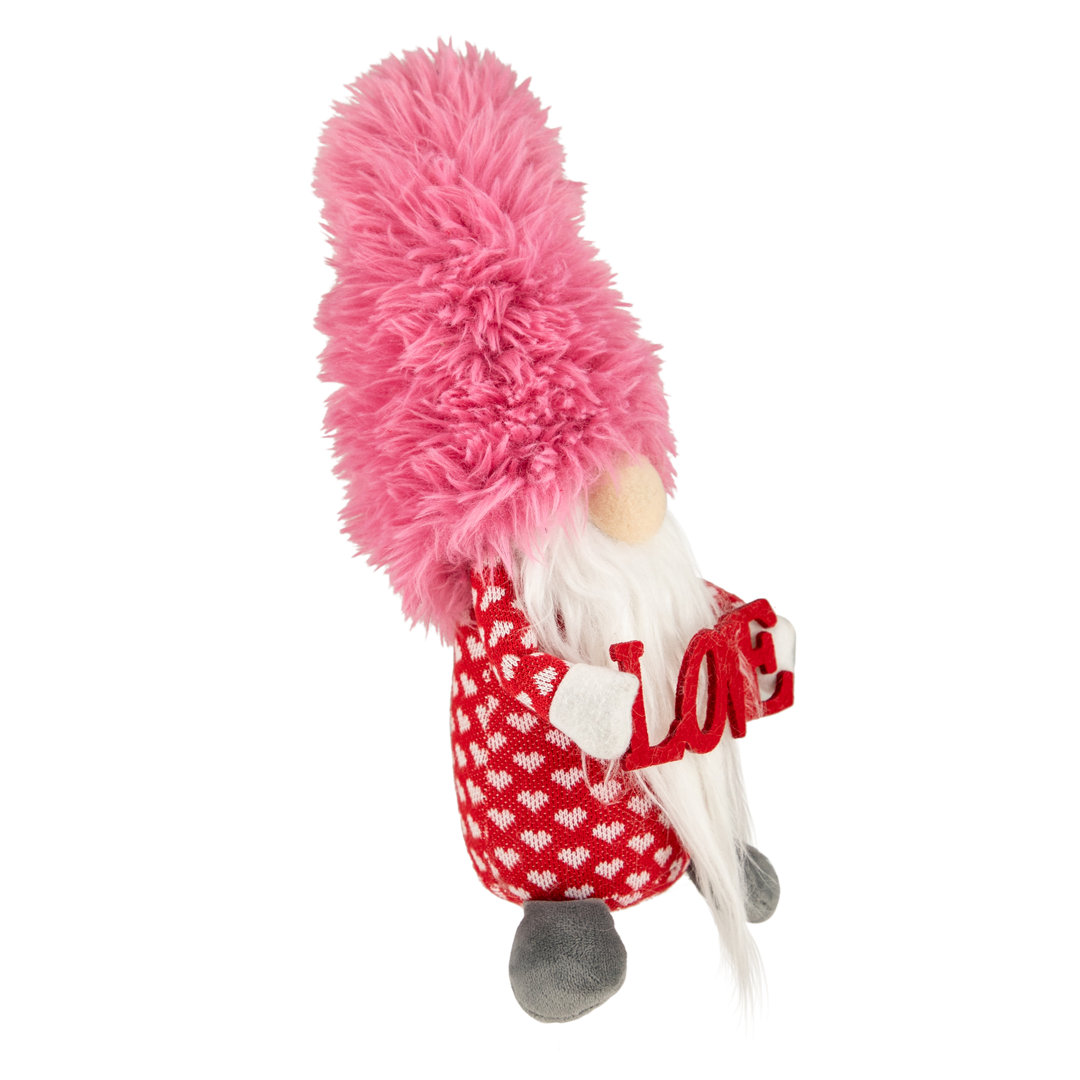 18" Fluffy Pink Faux Fur 'Love' Valentine's Day Gnome Northlight Seasonal