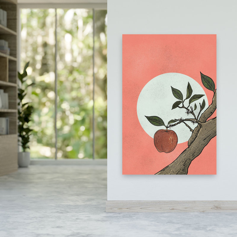 Pomme, soleil, organique, rustique, abstrait, pommier, fruit, nature, art mural, H 60 po x l 40 po