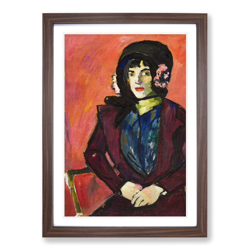 Portrait of a Woman by Henry Lyman Sayen - Framed Print, 65cm H x 48cm W x 2cm D, Walnut Framed