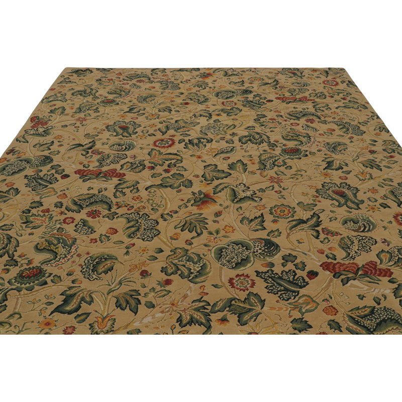 Wool Floral Area Rug, Rectangle 8'10” x 9'7”