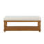 Banc rembourré en lin avec tablette de rangement - Banc repose-pieds capitonné pour le vestibule de la chambre à coucher, pieds en bois massif, ivoire-133293787