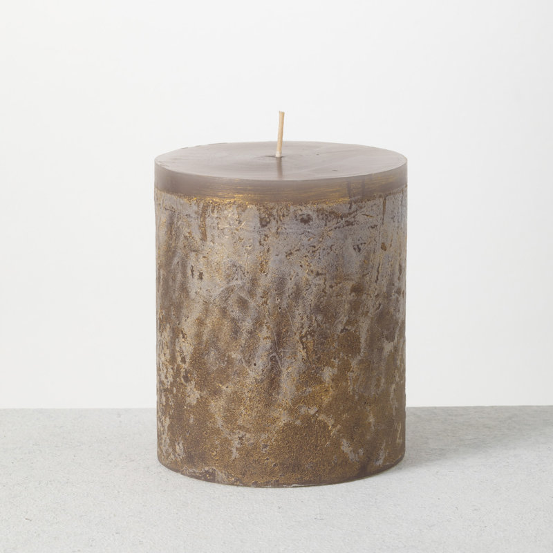 Ritz Unscented Pillar Candle, Dark Gray, 4.5" H x 3.75" W x 3.75" D