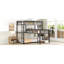 Lit superposé simple en L en métal noir avec fonction d'espace et bureau, idéal pour la fonction de rangement des rambardes, installation rapide dans la chambre à coucher