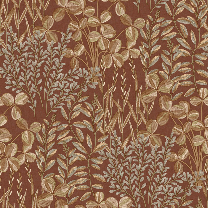 Papier peint texturé non tissé, non collé, à motif de feuilles Mekerat