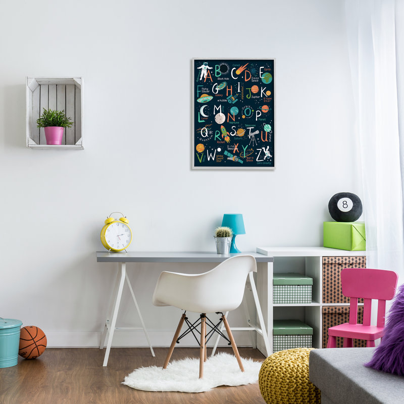 Starry Space Alphabet Fantasy Constellations UFO ABC's - Art textuel, Estampe numérique Farmhouse, H 30 po x l 24 po x P 4 po