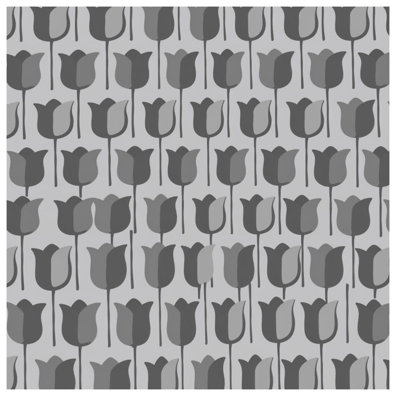 Housses de couette à motif de tulipes grises, Lit simple