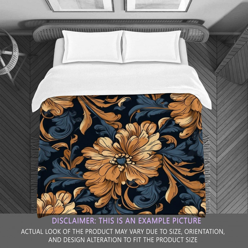 Polyester Comforter, Brown/Blue Floral, Queen Comforter