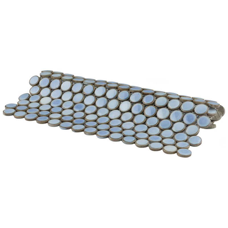 Hudson Penny Round .80" x .80" Porcelain Penny Round Mosaic Wall & Floor Tile, Frost Blue