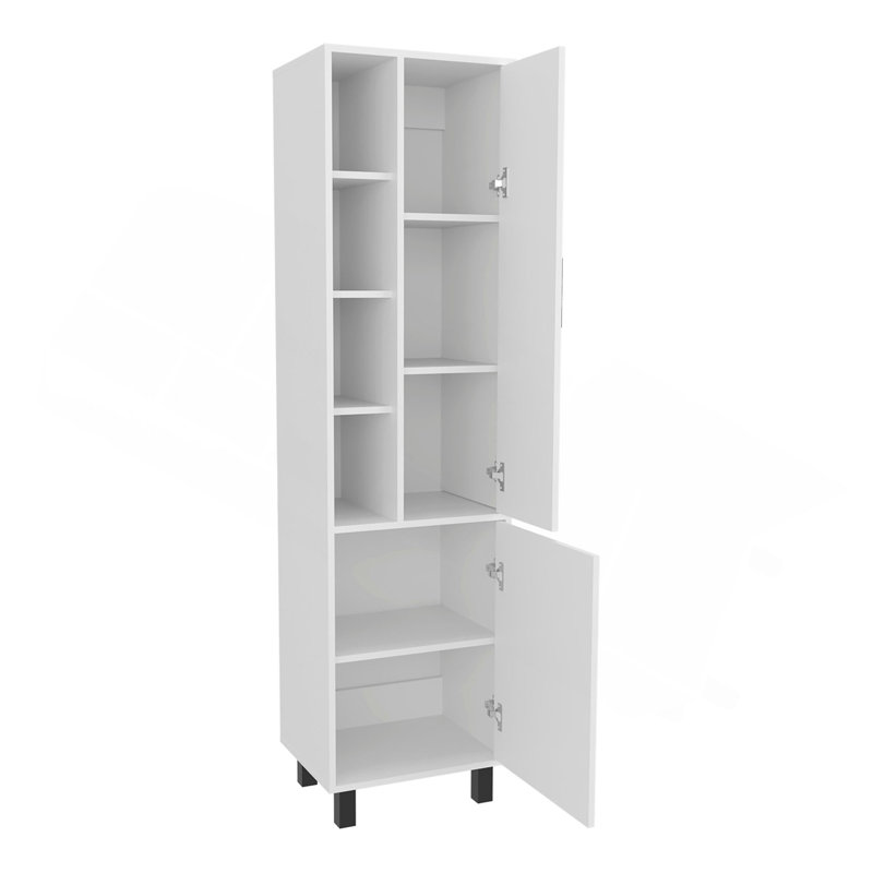 Armoire à linge avec rangement ouvert et 2 portes