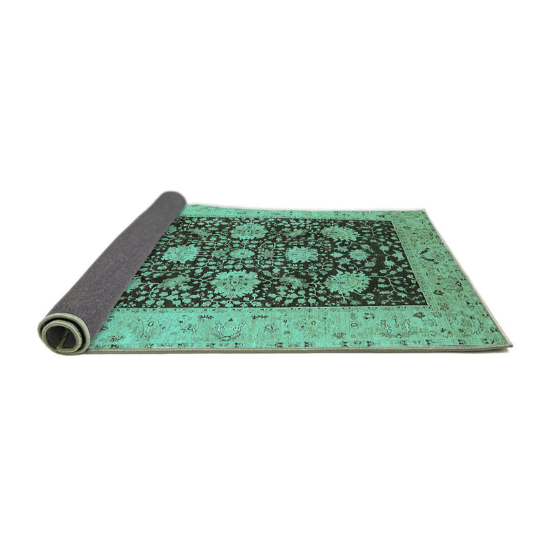 Tapis oriental en laine / polyester tissé à la machine en bleu, Carré 5 pi