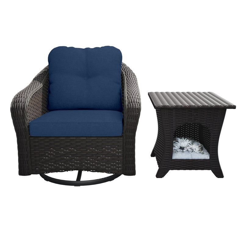 Ensemble de conversation avec coussins Munisa, Bleu marine