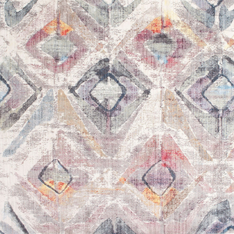 Tapis gris/bleu marine contemporaine, Carré 5 pi