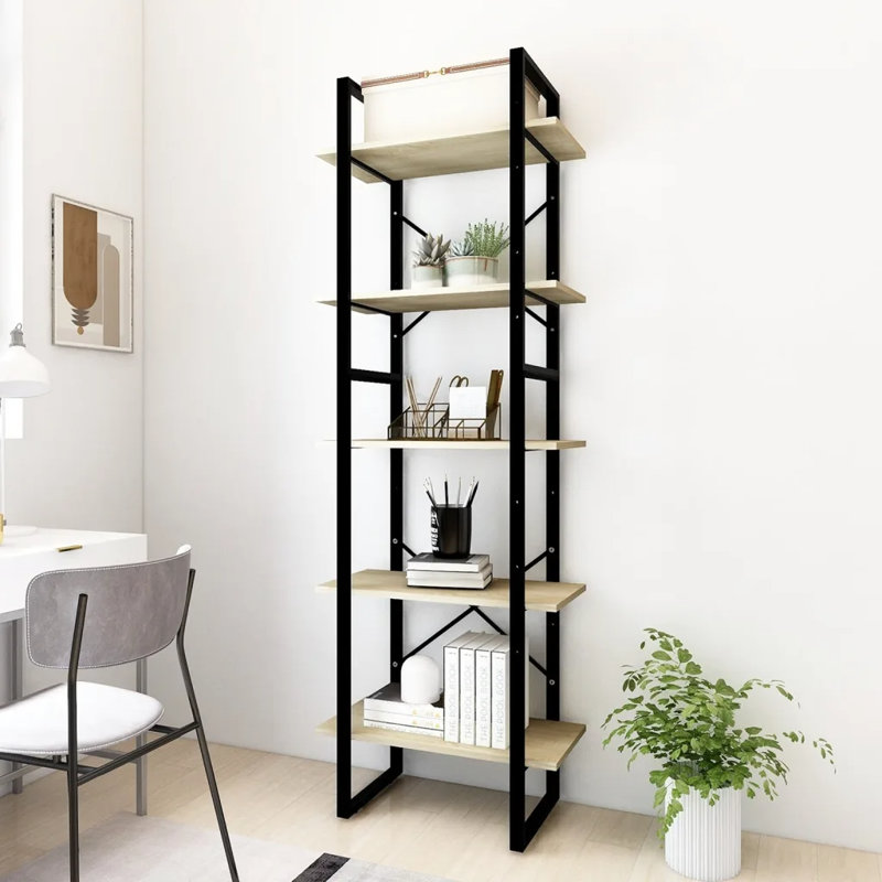 vidaXL Bookshelf Bookcase Book Rack Standing Shelf Cabinet Engineered Wood, Grey, 175cm H x 60cm W x 30cm D