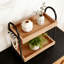 Organisateur de parfum et de bijoux à 2 niveaux avec crochets, plateau de meuble-lavabo en bois pour comptoir de salle de bain, commode ou étagère de rangement pour maquillage et soin de la peau