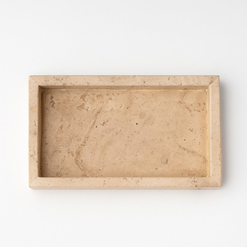 Travertine Tray Large In Cream, 1.5" H x 9.75" W x 6" D