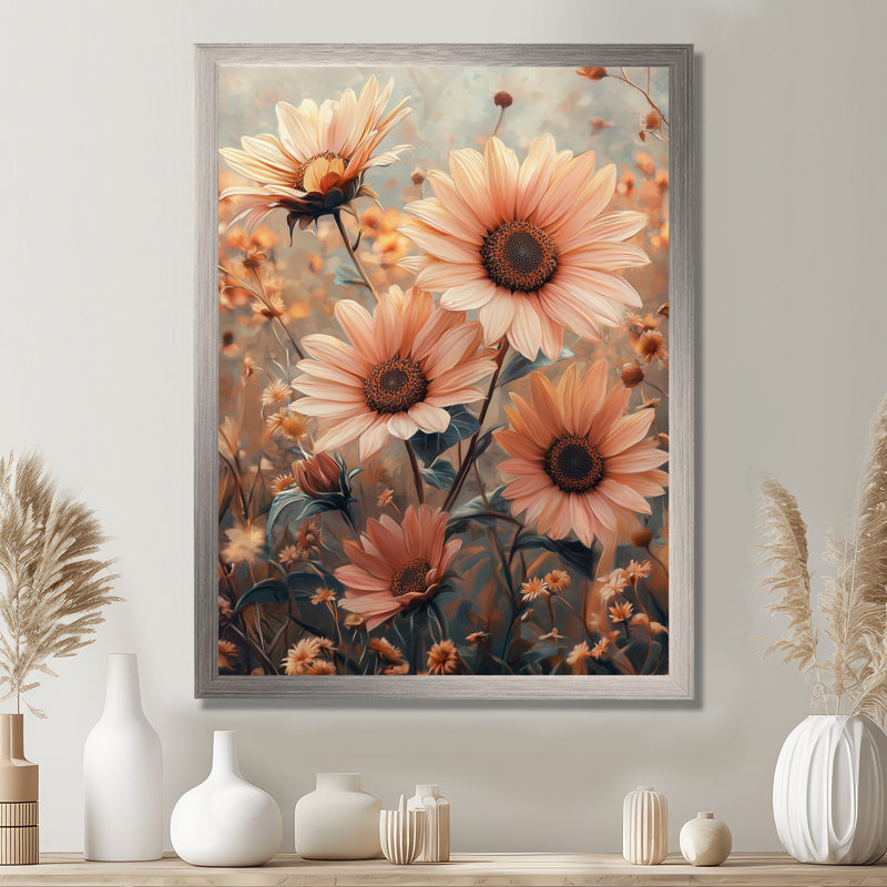 Mullaney - décoration murale florale, Argent argent, H 20 po x l 12 po, Reproduction encadrée d'une seule photo
