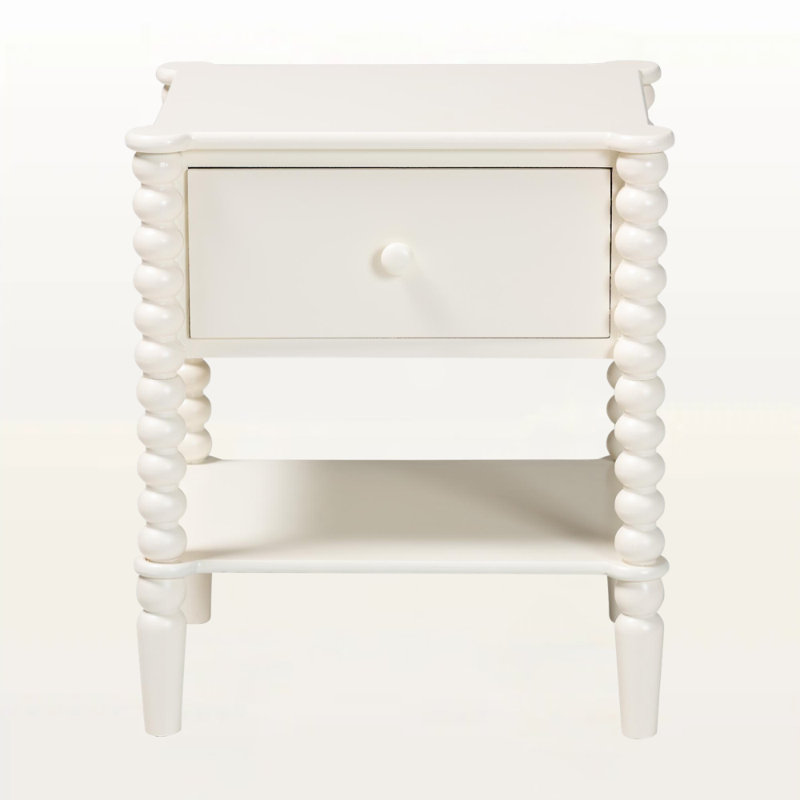 Baxton Studio Rimona End Table With Bobbin Legs - 1-Drawer Accent Table With Spindle Turned Legs And Open Shelf, Cottage Farmhouse Style Side Table For Living Room
