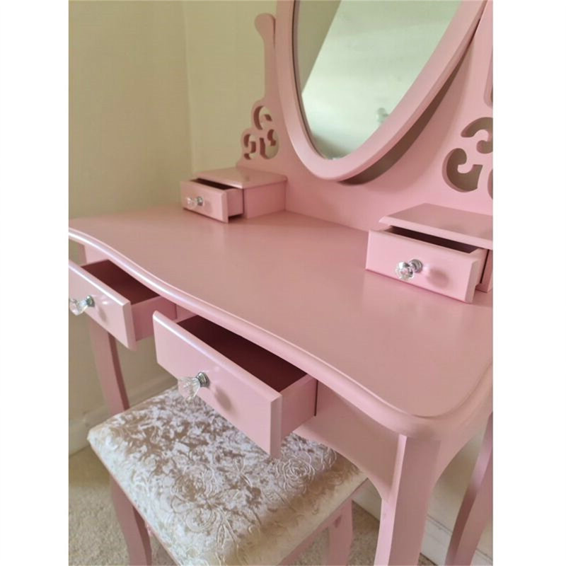 Wafrt Dressing Table with Mirror, Pink