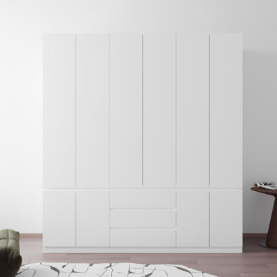 Large Armoire Wardrobe Closet With 3 Drawers & 2 Hanging Rod by Latitude Run