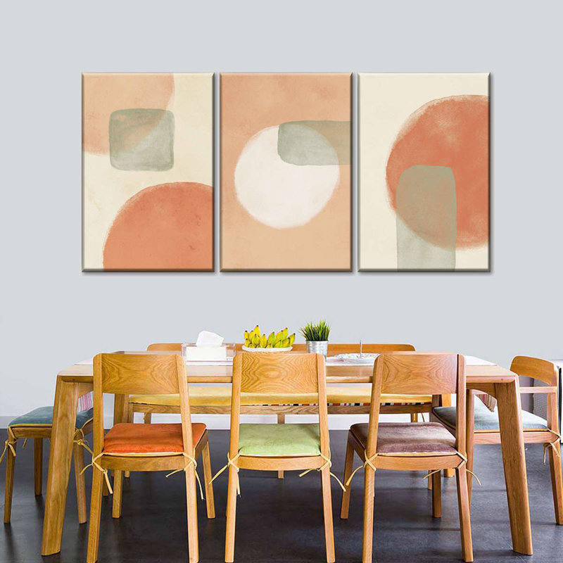 Warm Geometric Triptych Multi Piece Canvas Print, 12" H x 26" W x 1" D