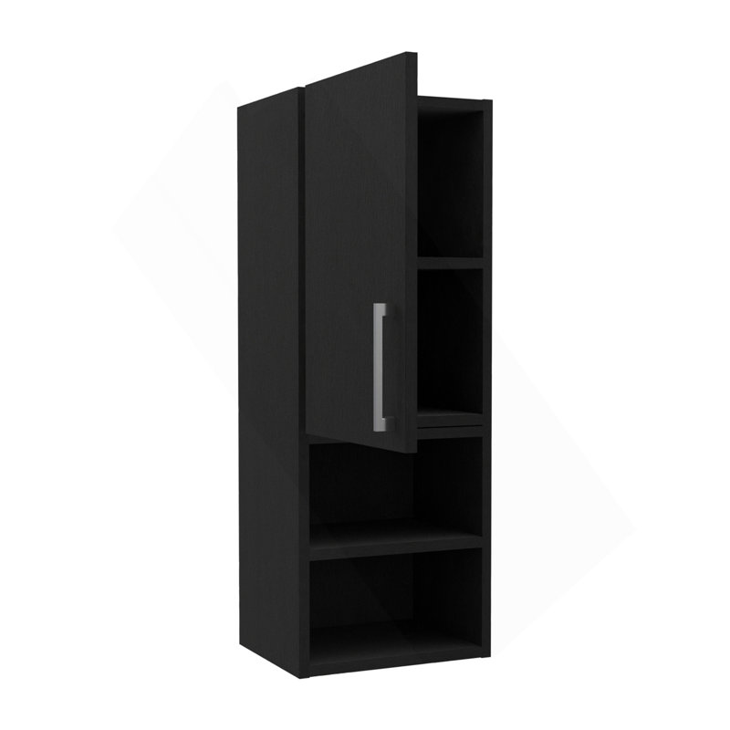 Armoire à pharmacie à porte simple H 31 po, deux tablettes extérieures, deux tablettes intérieures, noir