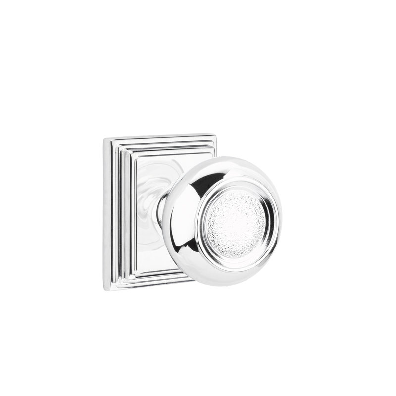 Ensemble de boutons de passage Emtek avec rosette Wilshire et bouton Belmont, Chrome poli