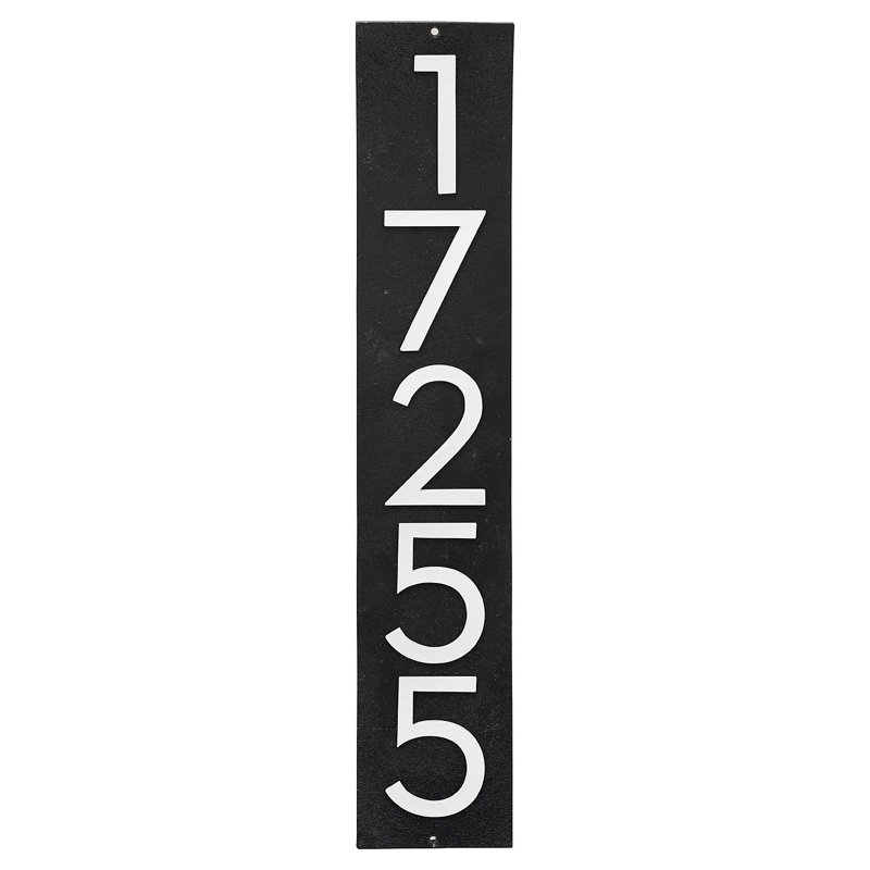 Plaque d'adresse verticale flottante de 6 po, Noir / blanc, Oui