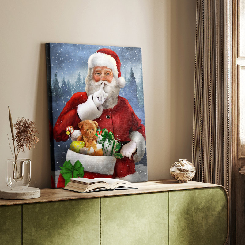 Père Noël tranquille - galerie Cavas sur mesure, H 18 po x l 12 po