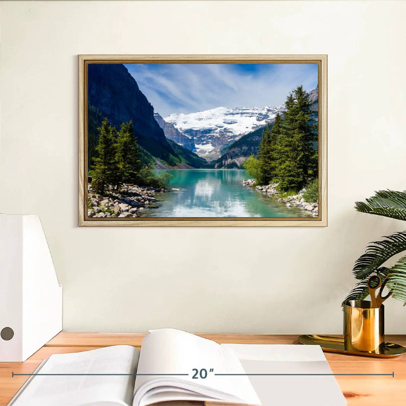 Splendide lac Louise, Cadre flottant en bois naturel, 13 po x 9 po