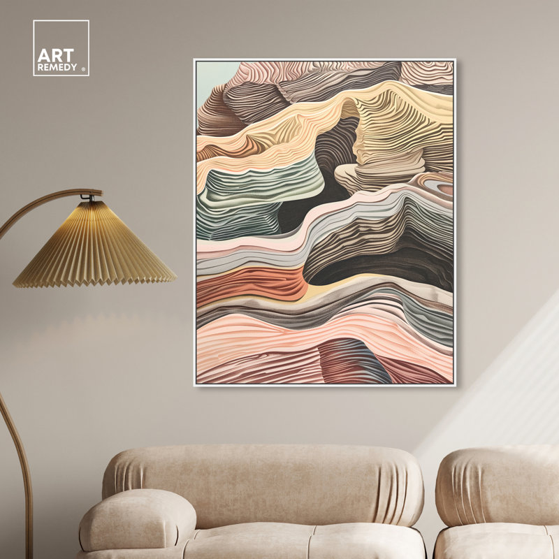 Large Multicolor Abstract Canvas Print with White Frame