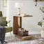 Table d'appoint en forme de C avec lattes et 2 tablettes