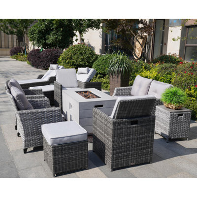 10 - Person Patio Conversation Set with Cushions