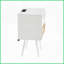 Table basse en rotin blanc avec prise USB / prise de courant - Pieds en bois massif, facile à nettoyer pour le salon / chambre à coucher-1434168923
