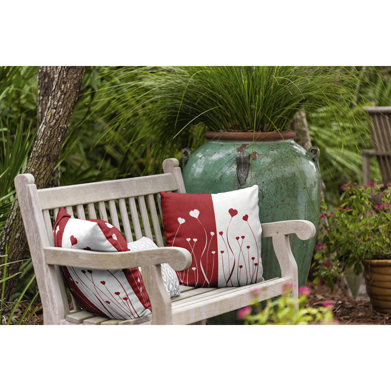 Coussin décoratif floral intérieur / extérieur en polyester, H 20 po x l 20 po, Carré