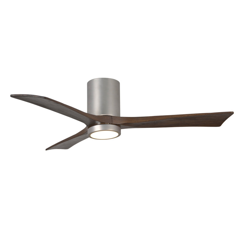 Irene LED Ceiling Fan, Gloss White, Barn Wood Tone, 52"