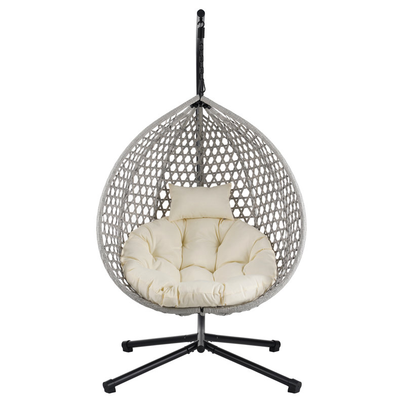 Fauteuil à œufs suspendu polyvalent pour l'intérieur et l'extérieur, Gris, Beige