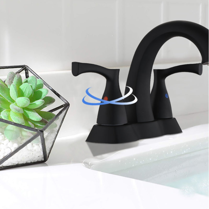 Matte Black Brass Double Handle Centerset Bathroom Faucet
