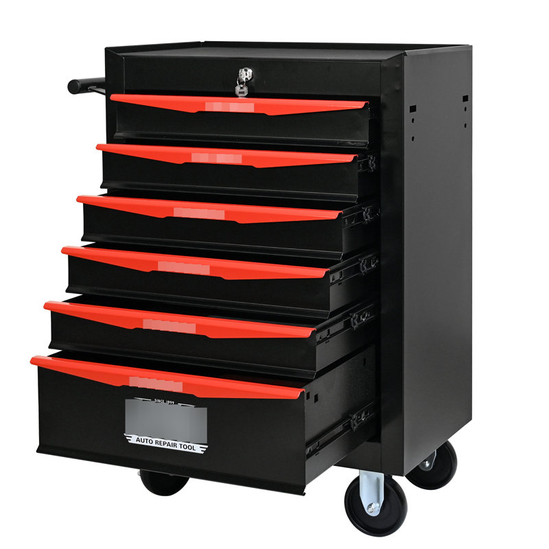 Black&Red 6 Tool Chest With Smooth Operating Drawers Removable And Attachable Feature, Black/Red
