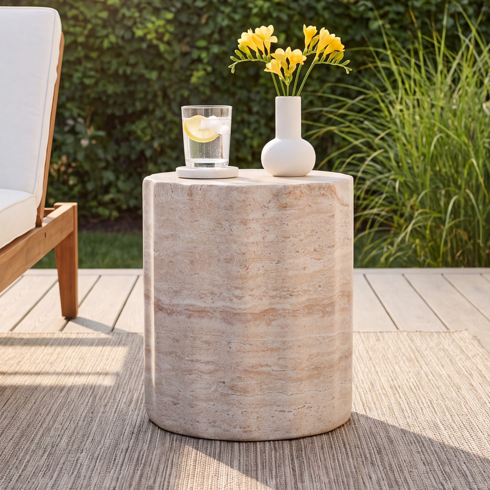 Coda 15.5'' Concrete Outdoor Side Table, Travertine