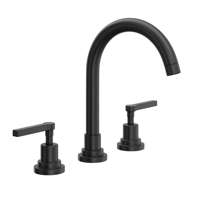 Lombardia® Widespread Bathroom Faucet with Drain Assembly, Matte Black, Lever Handle