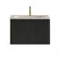 Meuble-lavabo flottant rayé en chêne noir brossé de 24 po avec lavabo en céramique blanche, meuble-lavabo une pièce sans drain, pré-assemblé