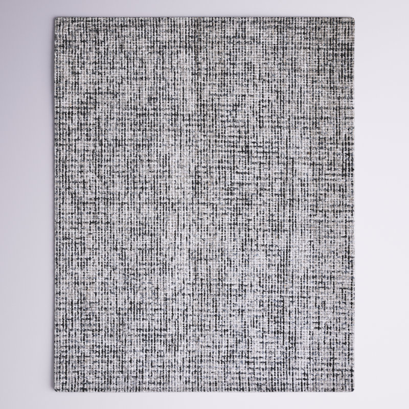 Tapis gris foncé en laine touffeté à la main Irven, Rectangle 2 pi x 3 pi